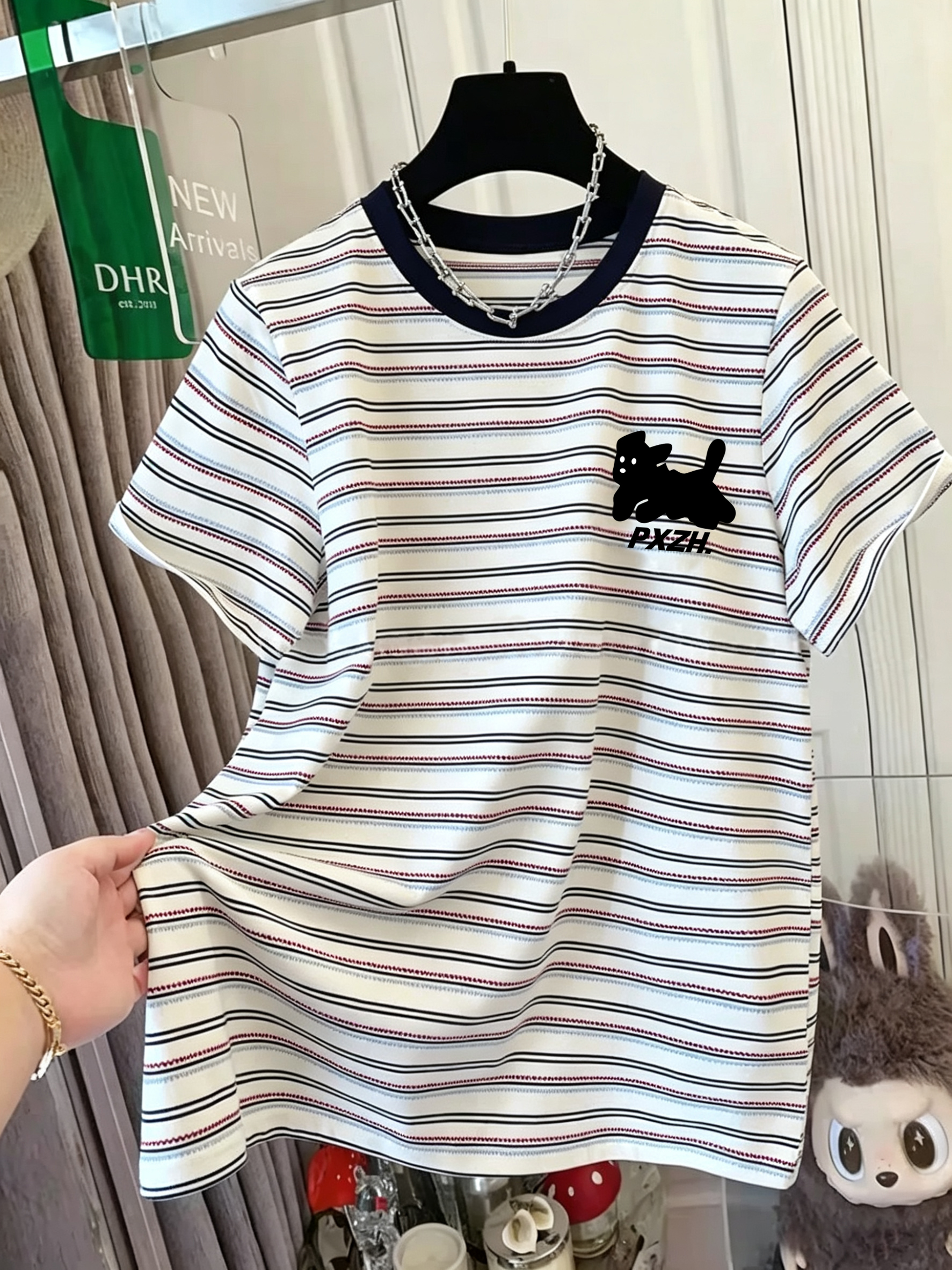 Summer Clothing Outlet - Unisex Pure Cotton Striped Short Sleeve