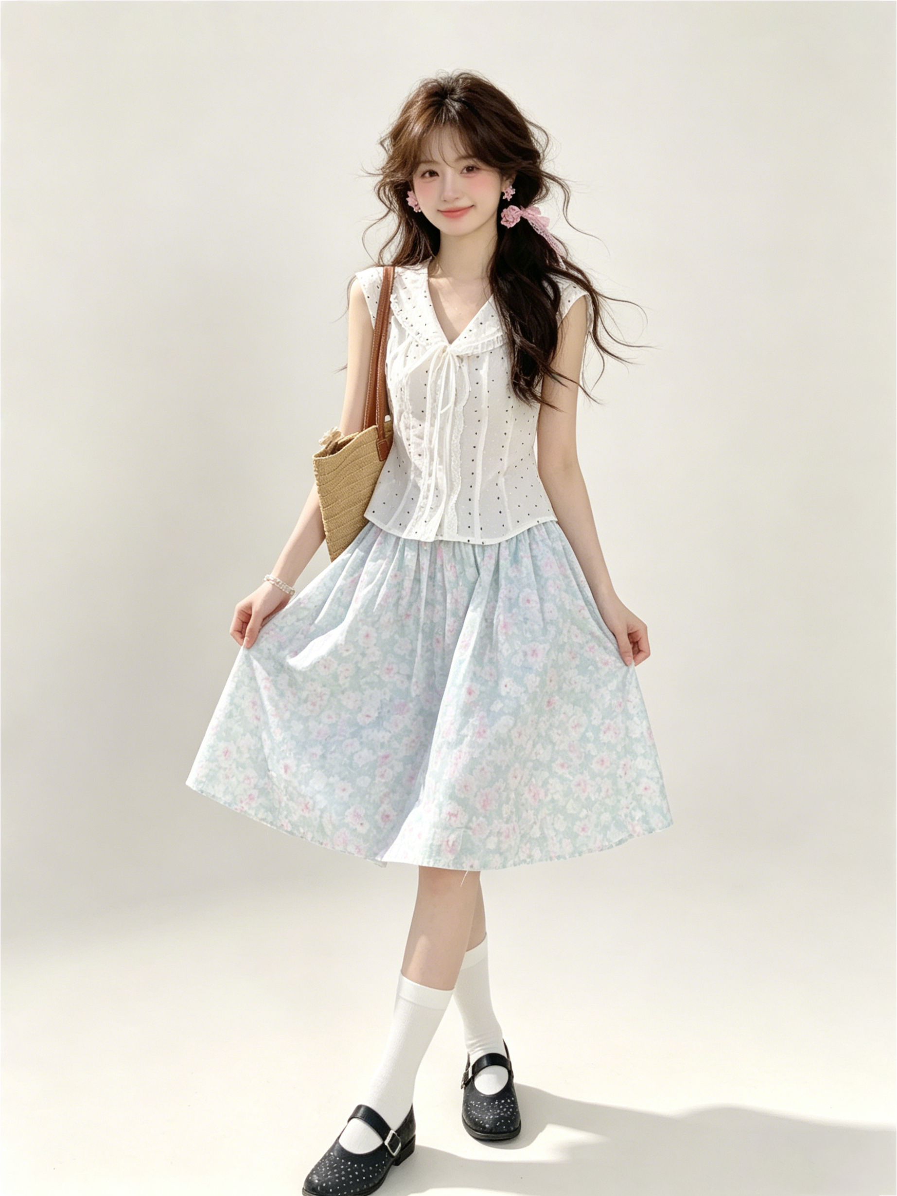 Summer Clothing Old Navy - Sweet Style Navy Collar Polka Dot