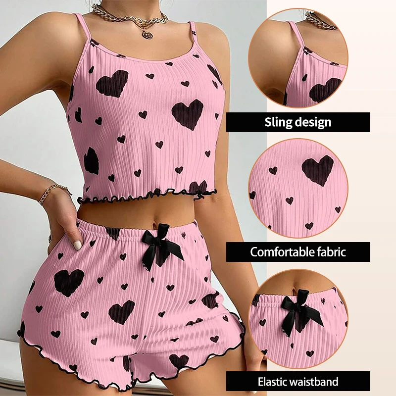 Xl Summer Clothing - Women Sleepwear Set 2 Piece Short