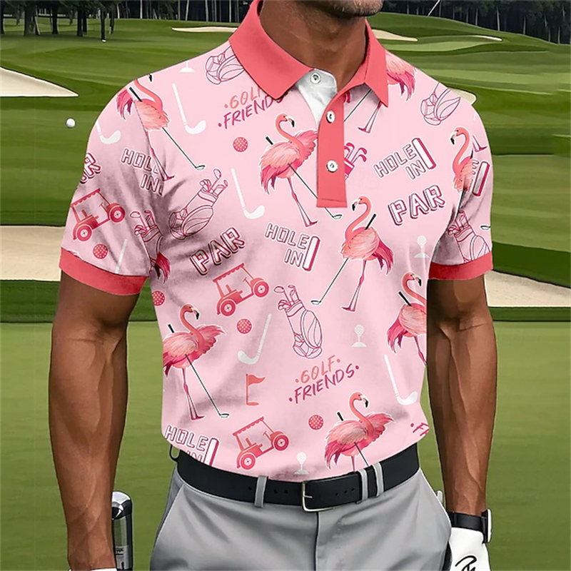 Summer Golf Clothing - Fashion 3d Print Flamingo Graphic Polo