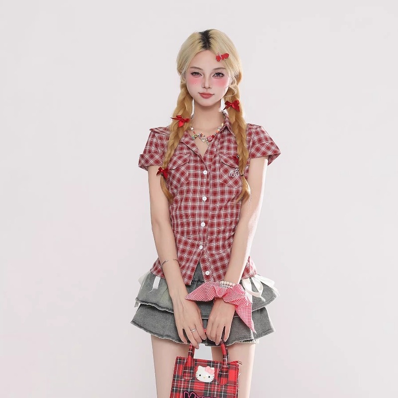 Harajuku Vintage Gothic Plaid  – Summer Grunge Clothing recenzja i cena