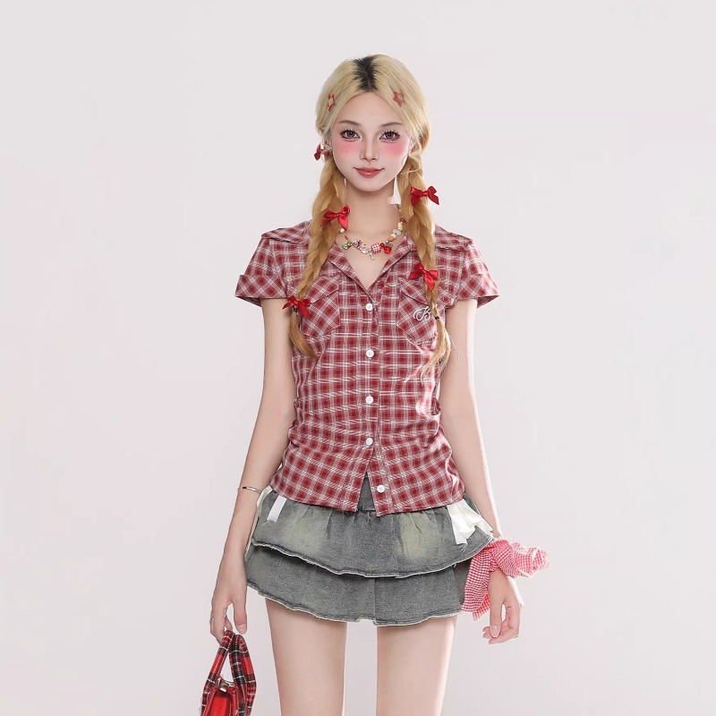 Harajuku Vintage Gothic Plaid  – Summer Grunge Clothing recenzja i cena