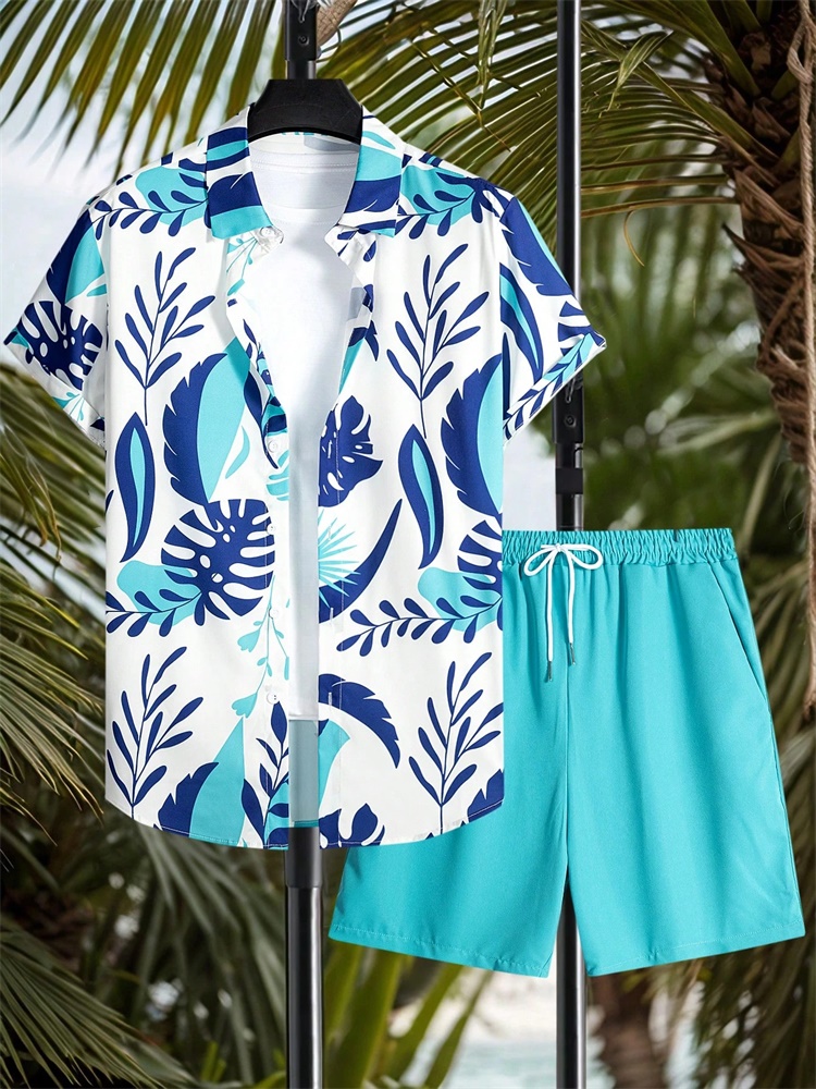 Men's Short-sleeved Shirt Set  – Summer Clothing Sets Men recenzja i cena