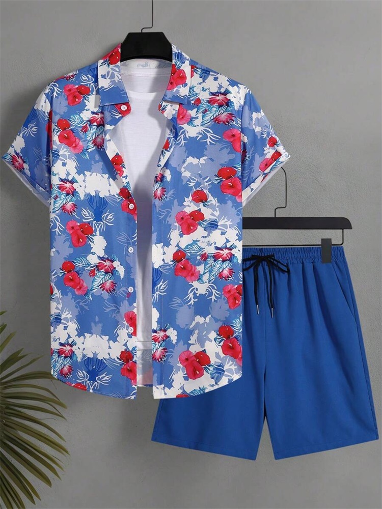 Men's Short-sleeved Shirt Set  – Summer Clothing Sets Men recenzja i cena