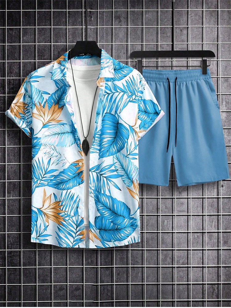 Men's Short-sleeved Shirt Set  – Summer Clothing Sets Men recenzja i cena