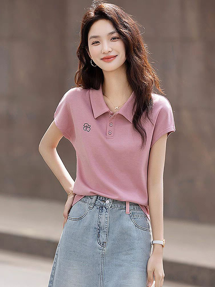Simple Style Embroidered  Neck – Summer Clothing Outlet recenzja i cena
