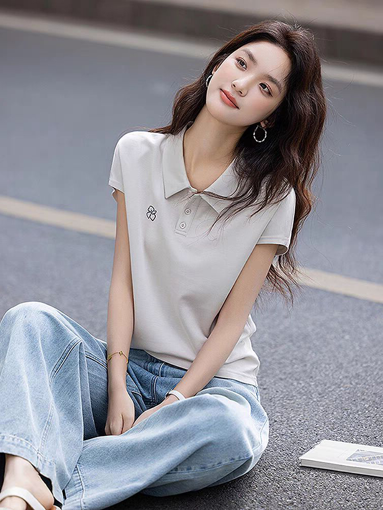 Simple Style Embroidered  Neck – Summer Clothing Outlet recenzja i cena
