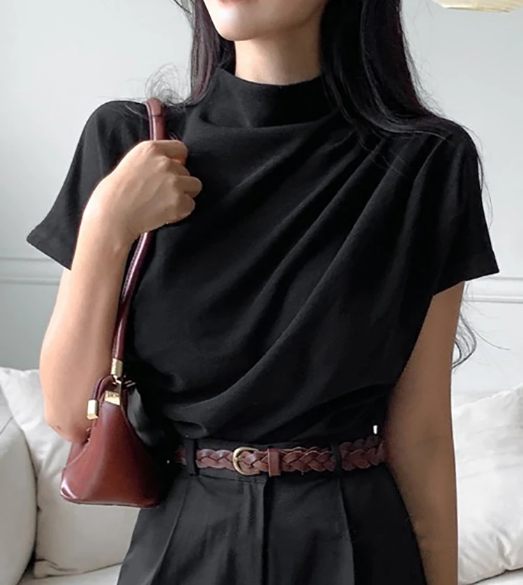 Half Turtleneck T Shirt Women  – Summer Clothing Drop recenzja i cena