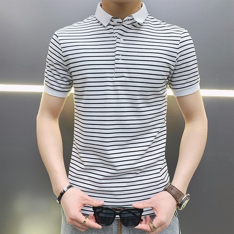 Man with Collar Tee Shirts Str – Xl Summer Clothing recenzja i cena
