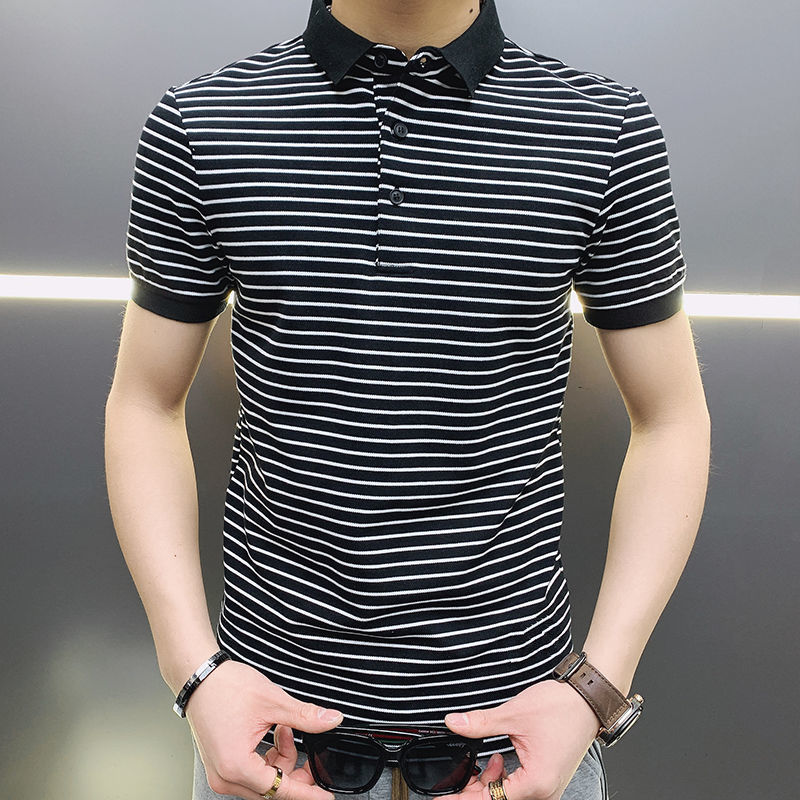 Man with Collar Tee Shirts Str – Xl Summer Clothing recenzja i cena