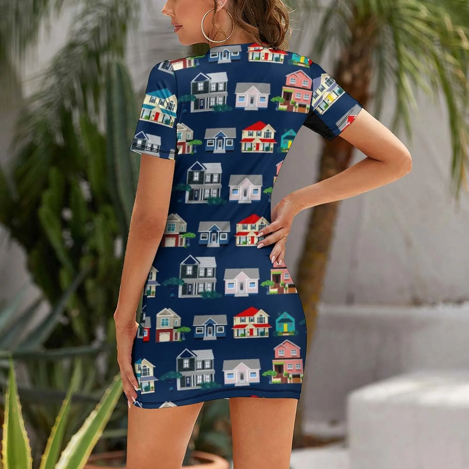 Houses on Street Short-Sleeved – Summer Clothing Online recenzja i cena