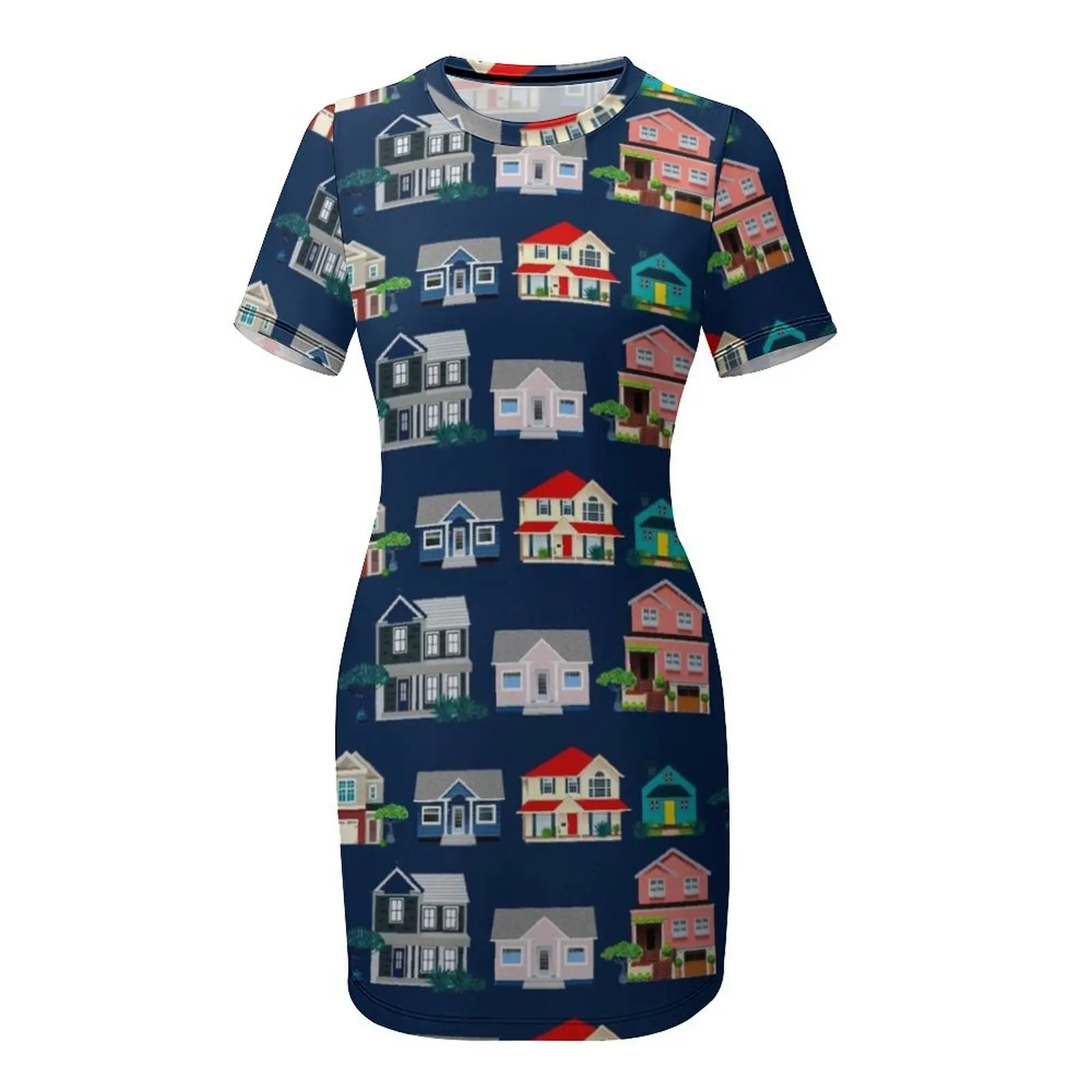Houses on Street Short-Sleeved – Summer Clothing Online recenzja i cena